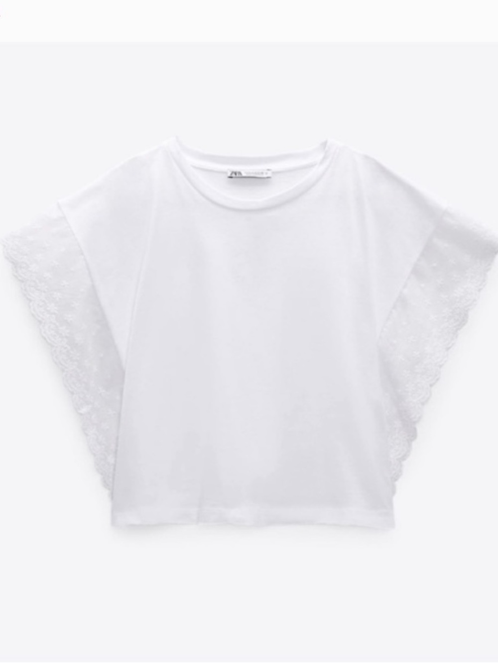 Zara Eyelet Trimmed Crop Tee